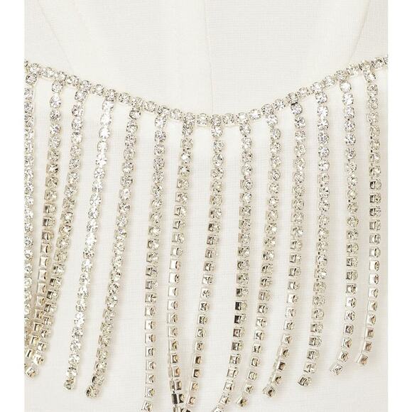 NWT NBD Revolve Rhinestone Cutout Creamy White Dress - Picture 4 of 6